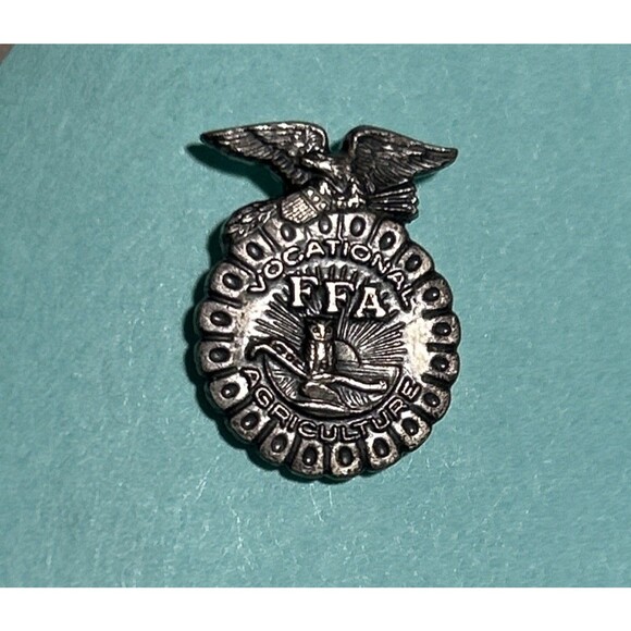 Vint. FFA Future Farmers Vocational Agricultural Award,Silver Tone Screwback Pin - Picture 1 of 2